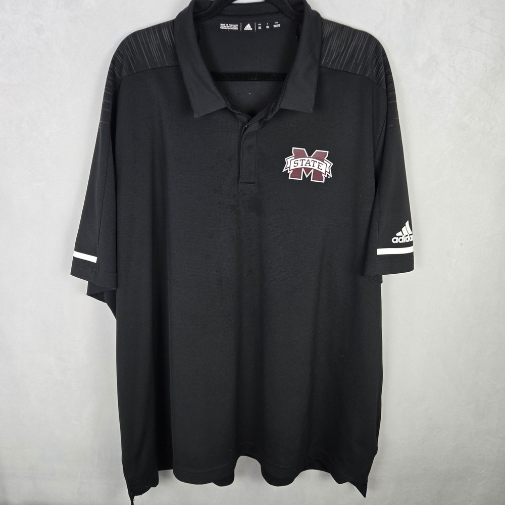 Adidas Mississippi State Bulldogs Team Player Issue Polo Shirt Men 3XL Black NCA